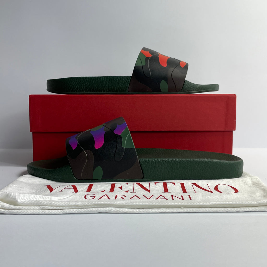 Valentino Garavani Camouflage Rainbow Slides