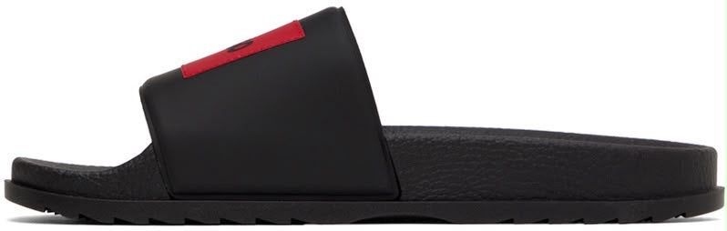 Hugo Boss Sandalias Negras con Parche Rojo Hugo