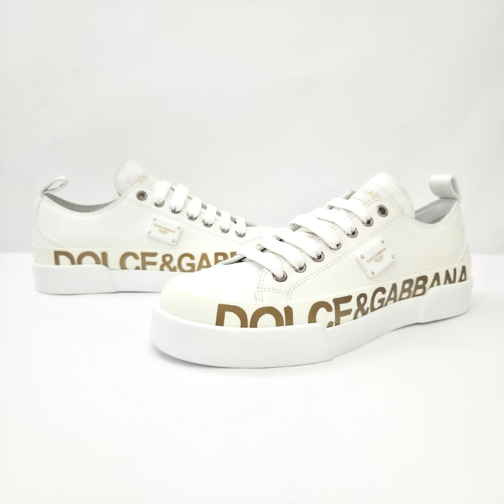 Dolce & Gabbana Portofino Sneakers blancos con dorado
