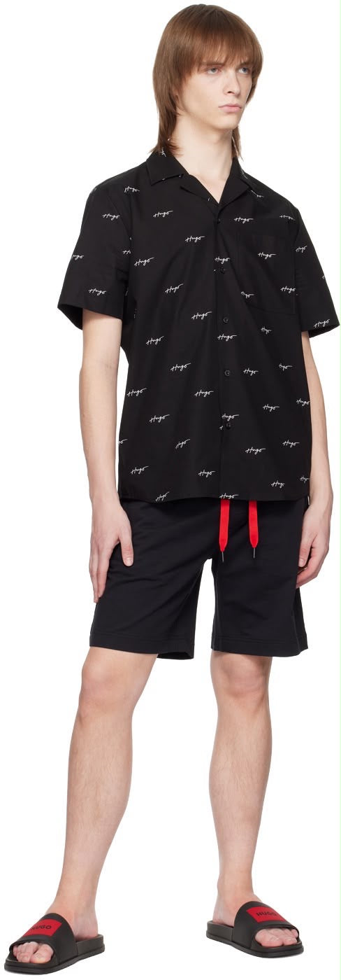 Hugo Boss Sandalias Negras con Parche Rojo Hugo