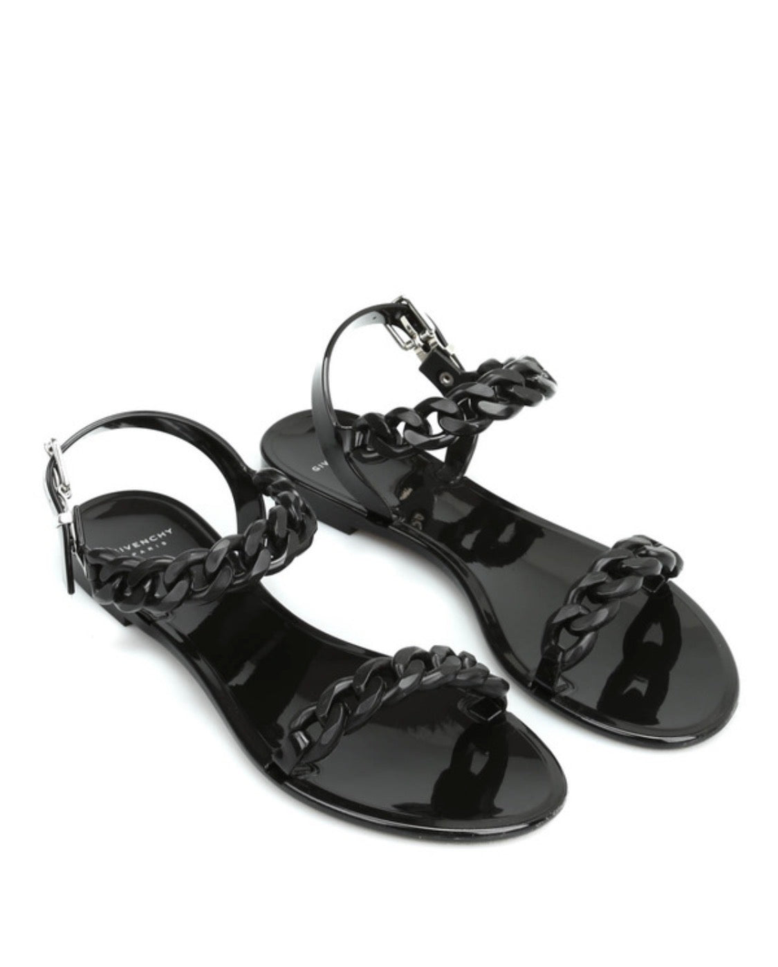 Sandalias Jelly Chain Negras de Plástico