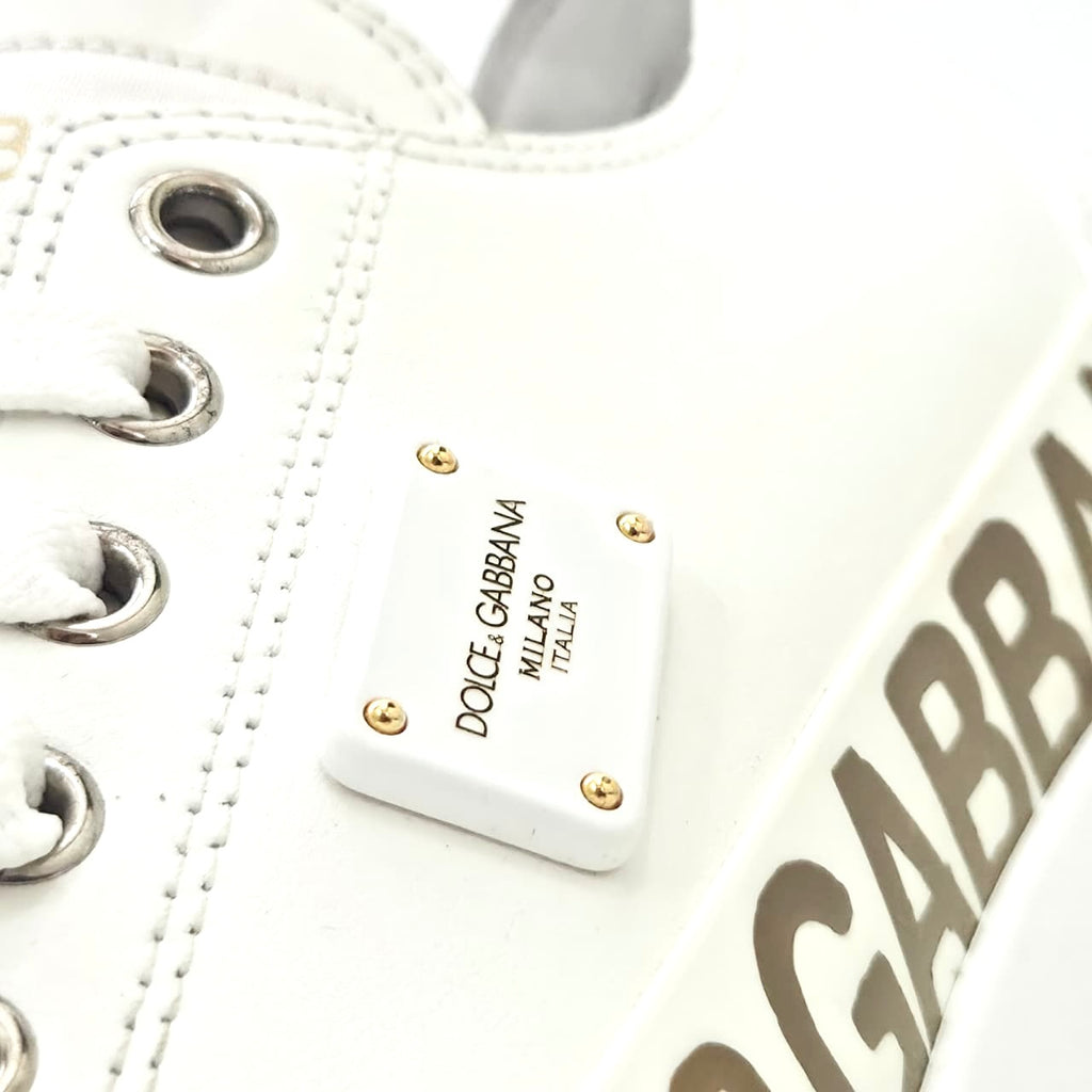 Dolce & Gabbana Portofino Sneakers blancos con dorado