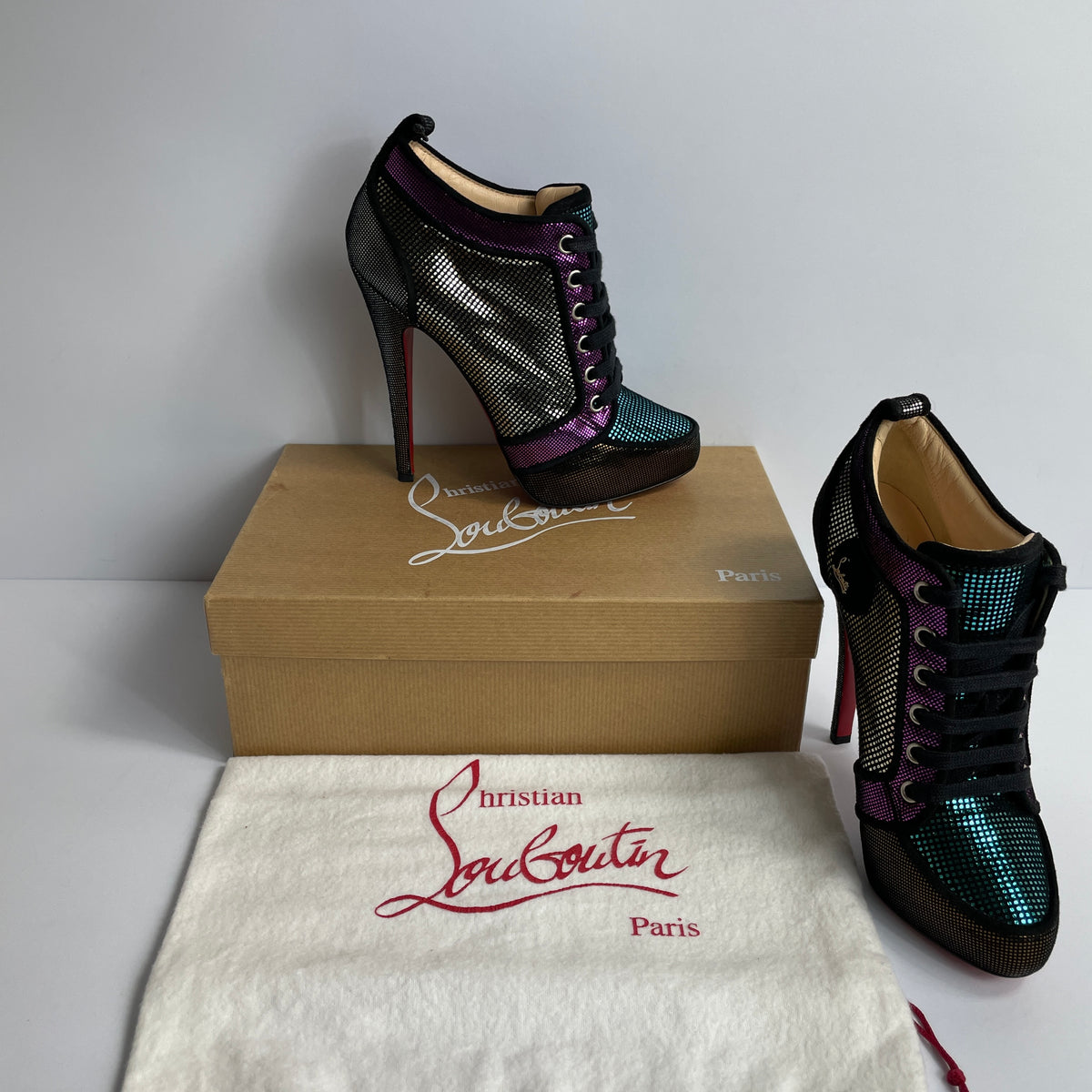 Christian Louboutin Platform Sequin Booties
