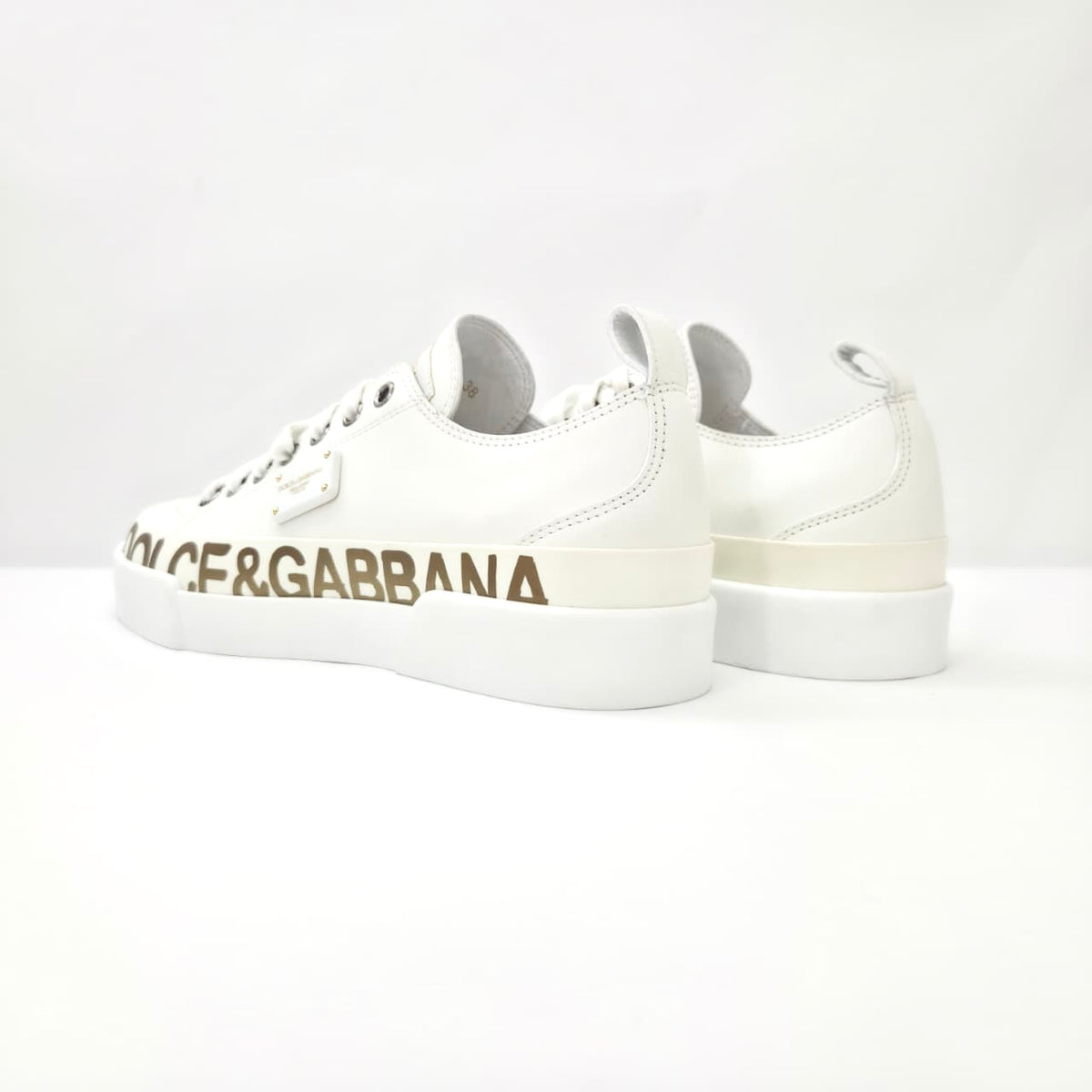 Dolce & Gabbana Portofino Sneakers blancos con dorado