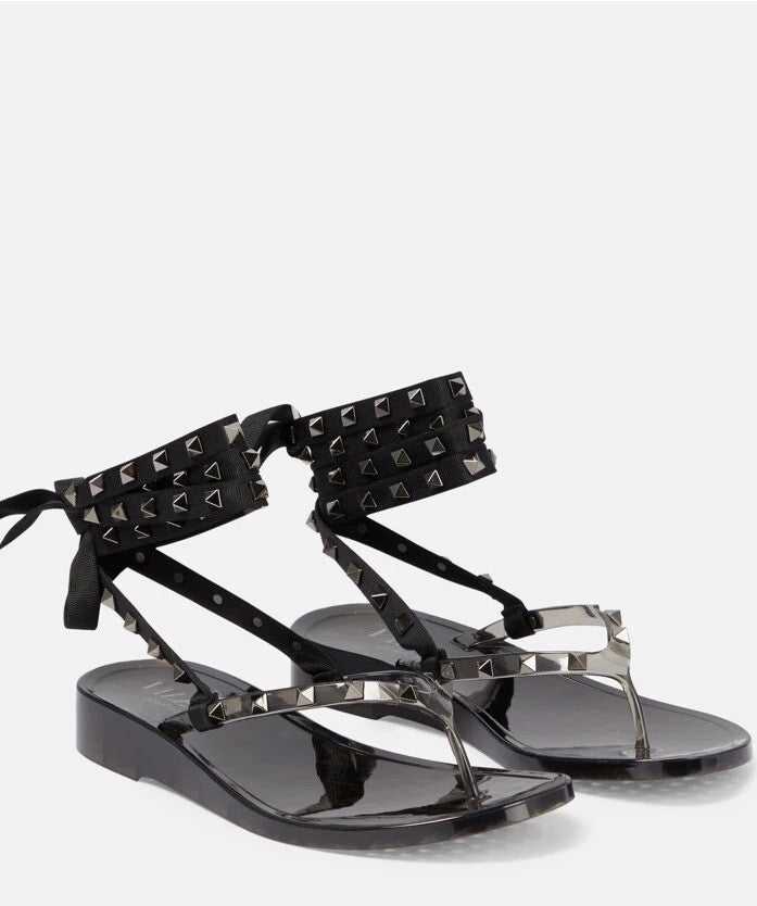 Valentino Garavani Jelly Rockstud Sandals Black Exclusive
