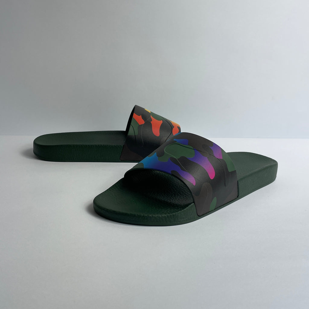 Valentino Garavani Camouflage Rainbow Slides