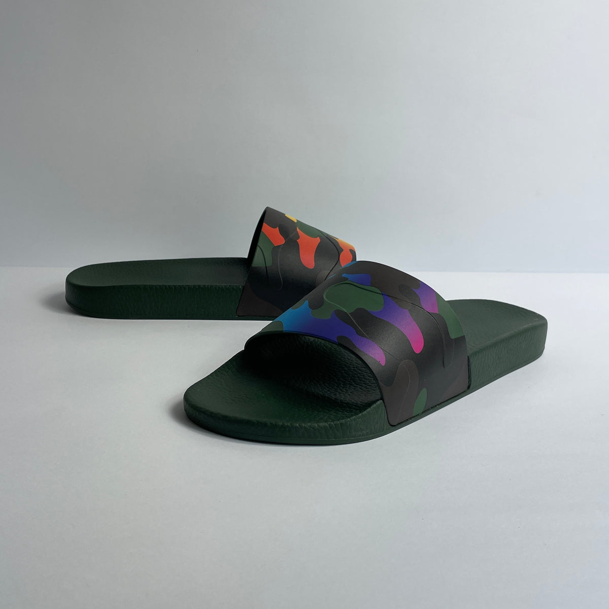 Valentino Garavani Camouflage Rainbow Slides