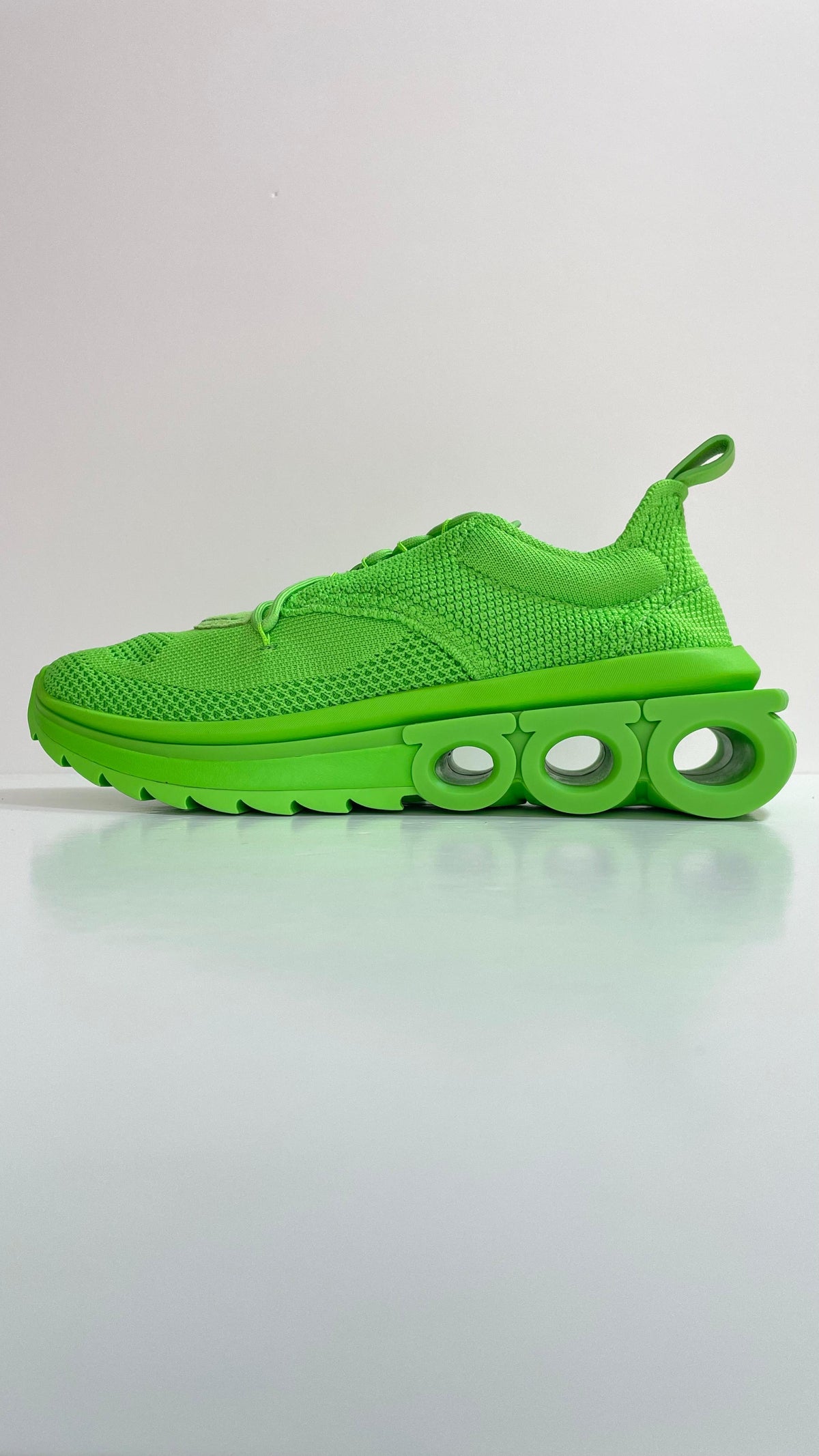 Salvatore Ferragamo Nima Knit Sneakers Verde limón