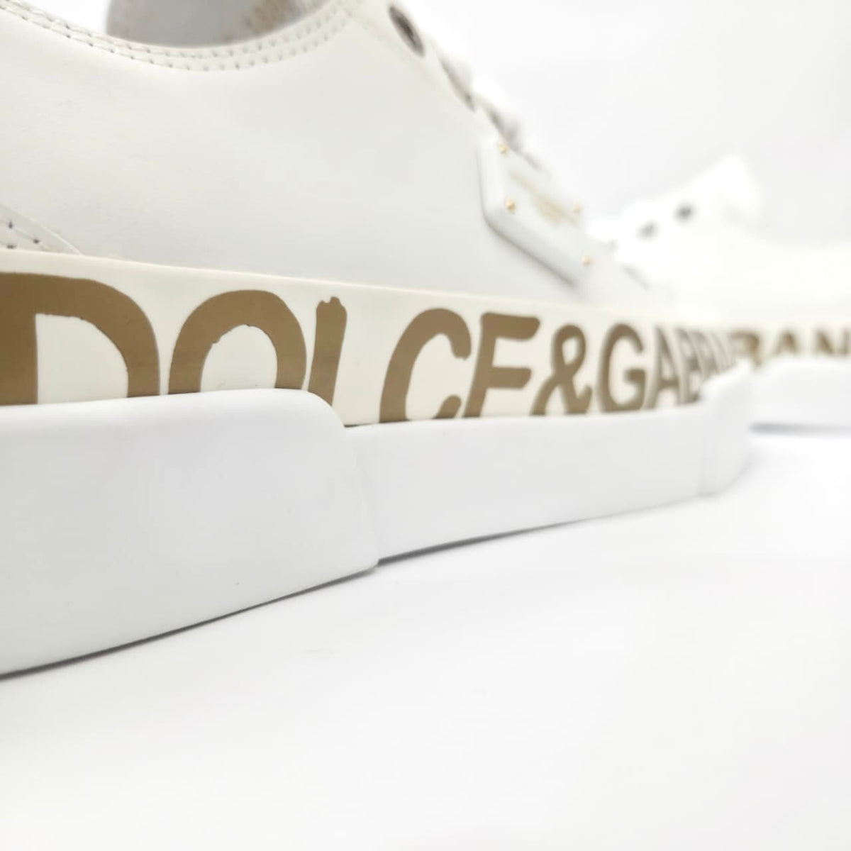 Dolce & Gabbana Portofino Sneakers blancos con dorado