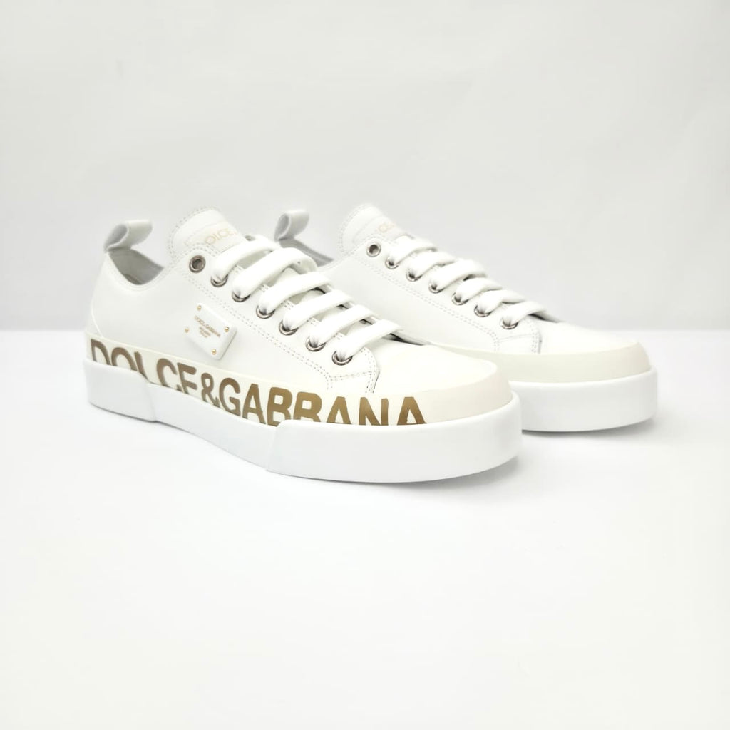 Dolce & Gabbana Portofino Sneakers blancos con dorado