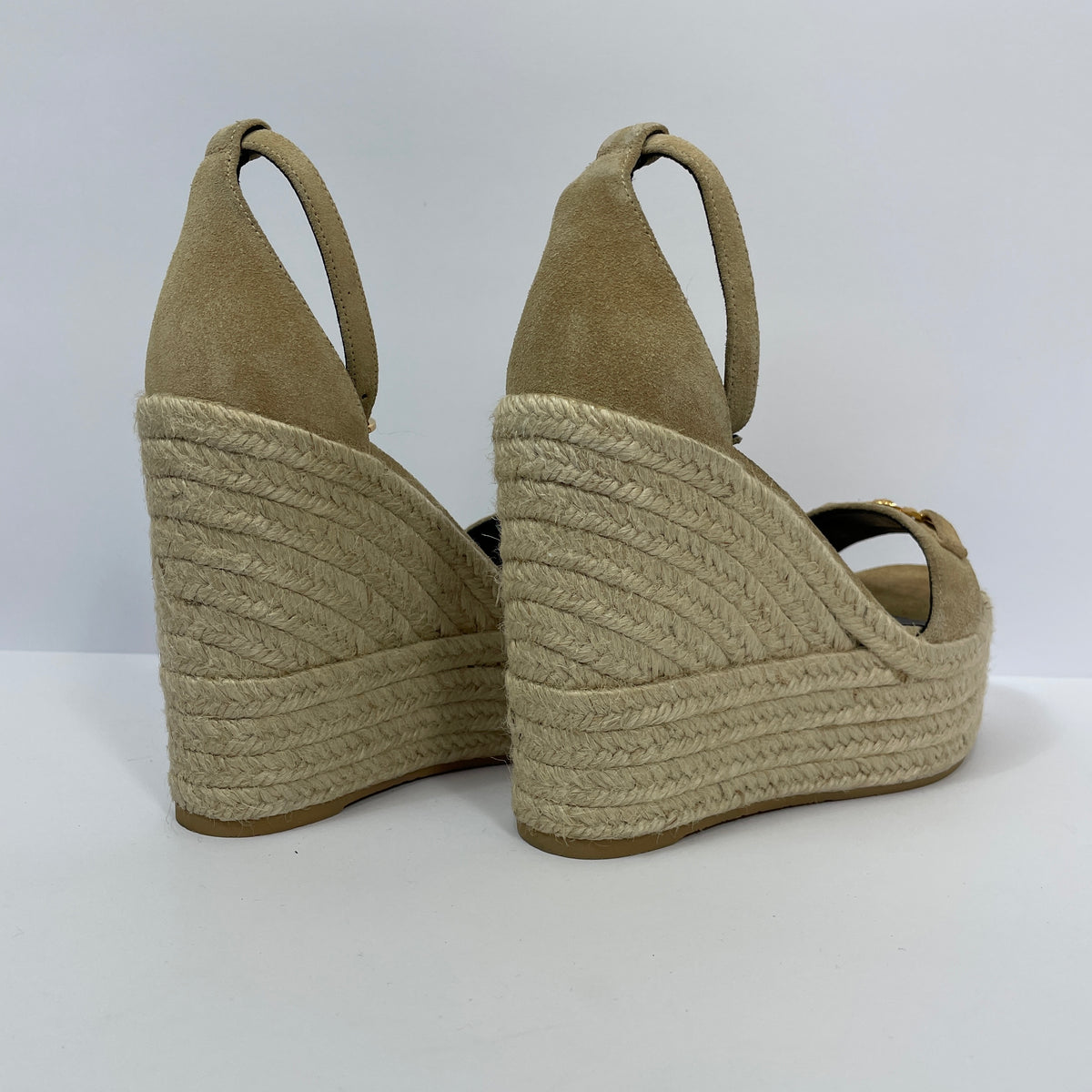 Versace Medusa 95 Cream Wedge Sandals