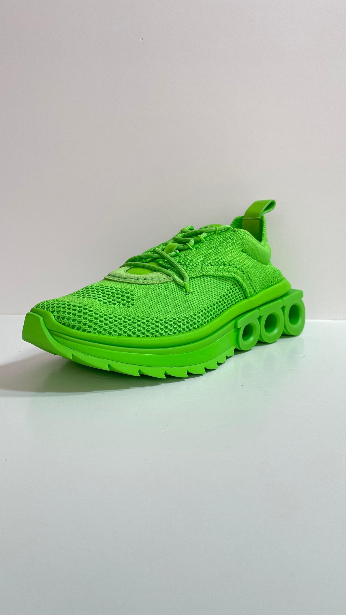 Salvatore Ferragamo Nima Knit Sneakers Verde limón