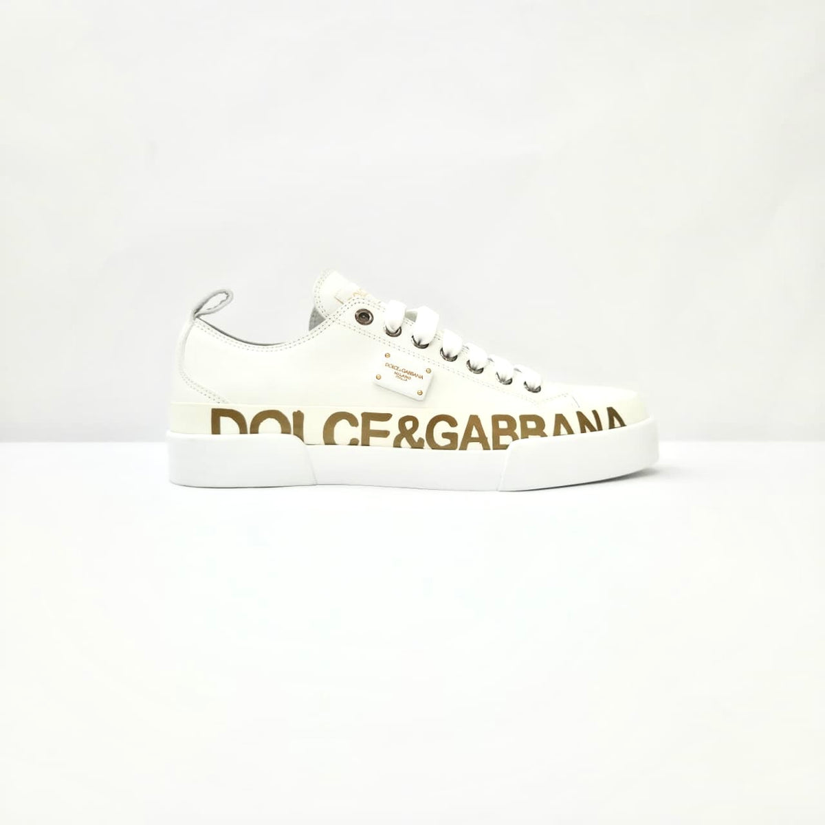 Dolce & Gabbana Portofino Sneakers blancos con dorado