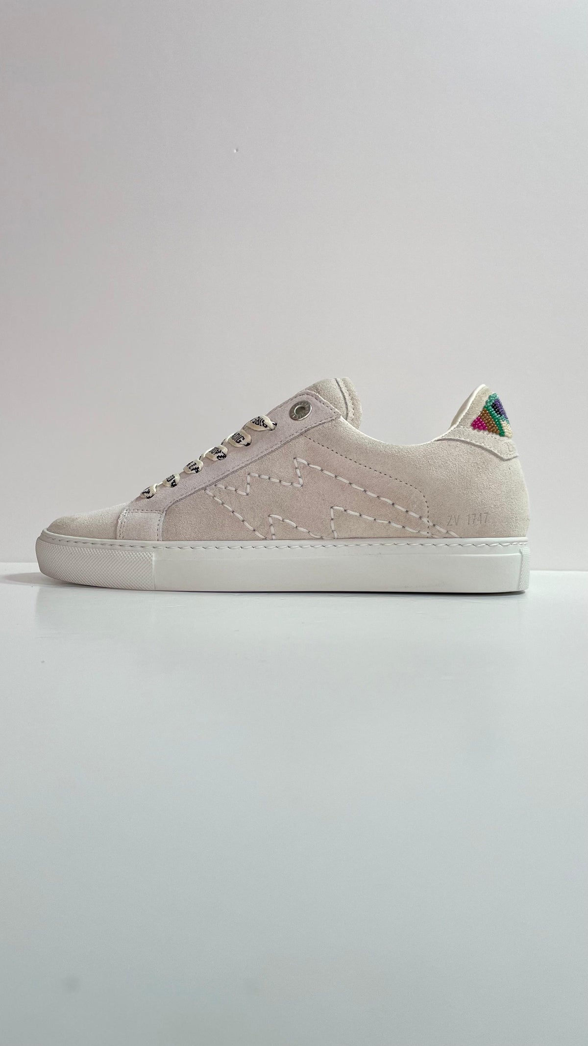 La Flash Folk Beads Sneakers Crema con Talón Multicolor