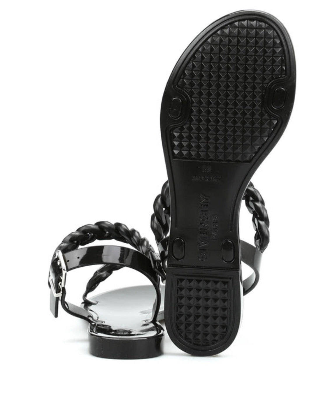 Sandalias Jelly Chain Negras de Plástico