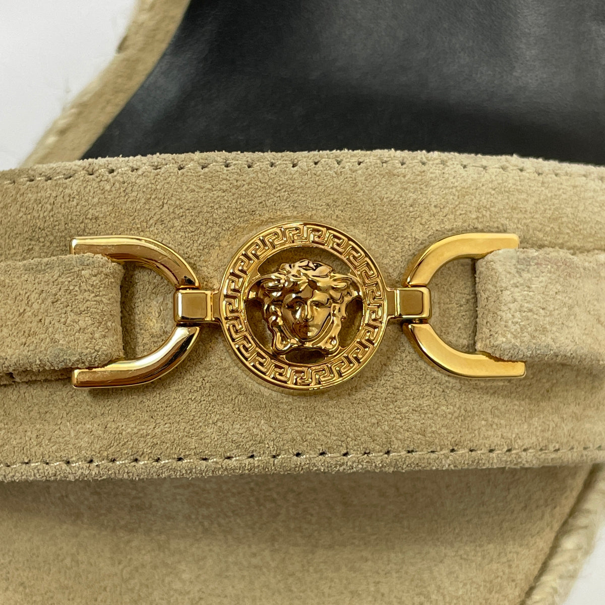 Versace Medusa 95 Cream Wedge Sandals