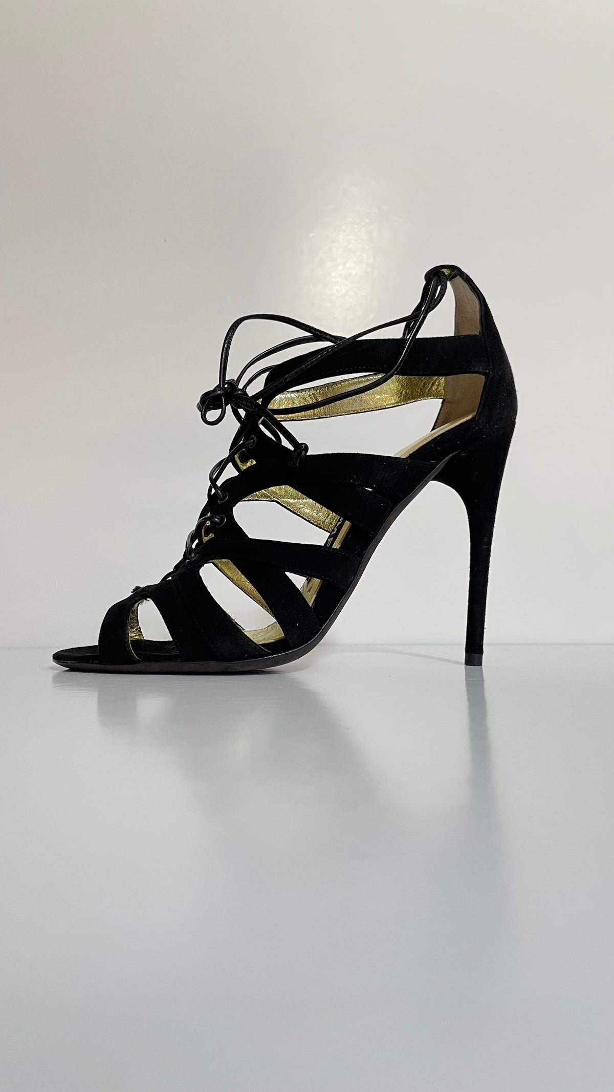 Tom Ford Sandalias Negras de Tacón en Pana