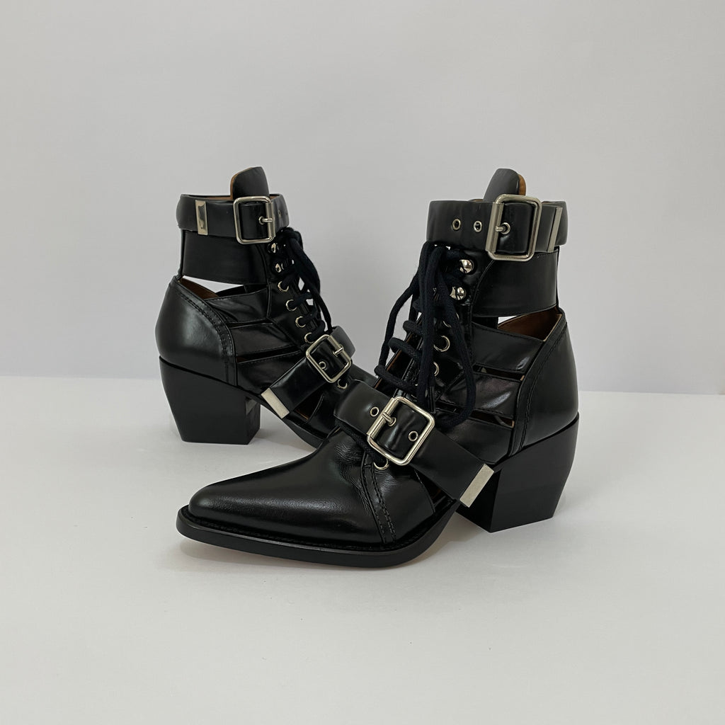 Chloé Rylee Botines de Cuero con Cordones y Hebillas