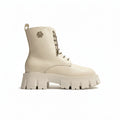 Philipp Plein- Botas Blancas de Cuero con Cordones y Detalles Diamante